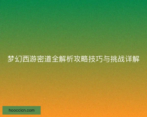 梦幻西游密道全解析攻略技巧与挑战详解