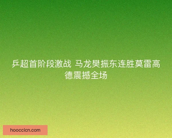 乒超首阶段激战 马龙樊振东连胜莫雷高德震撼全场