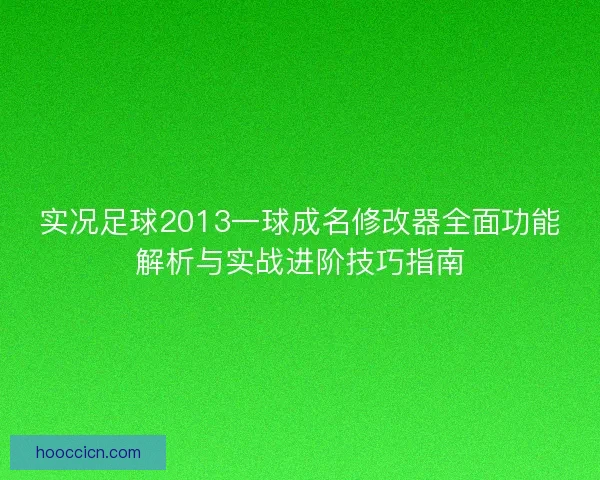 实况足球2013一球成名修改器全面功能解析与实战进阶技巧指南